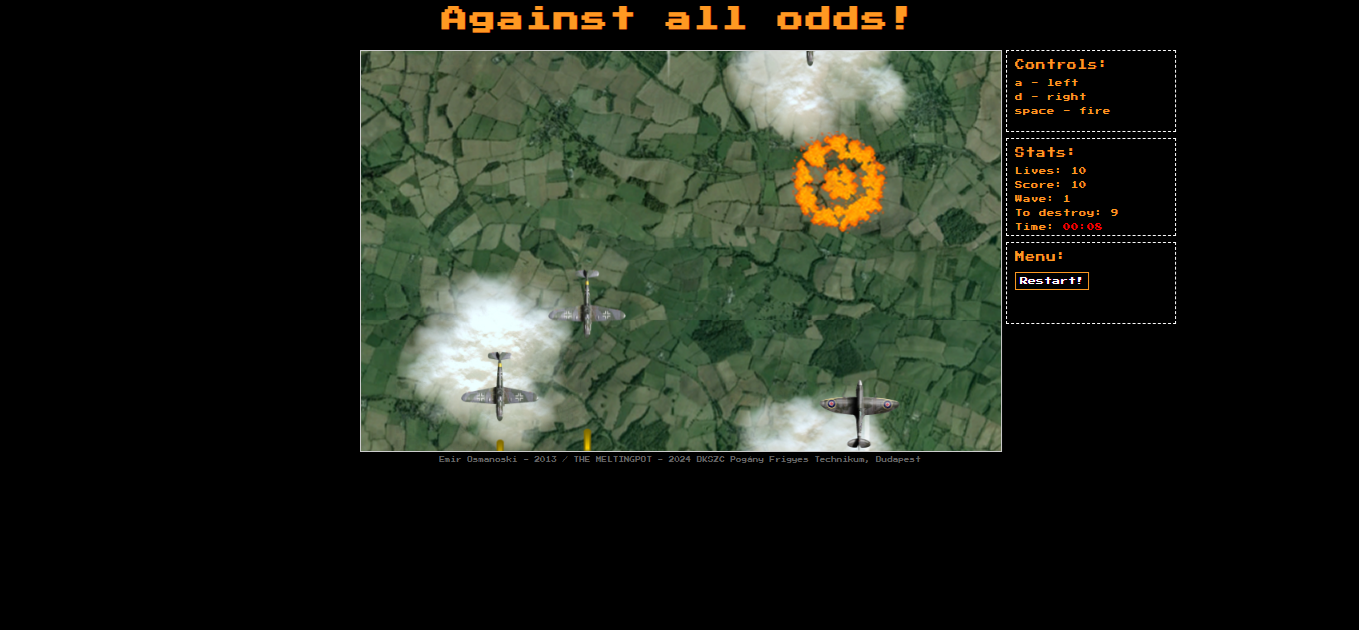 JavaScript felülnézetes repülős lövölde V1