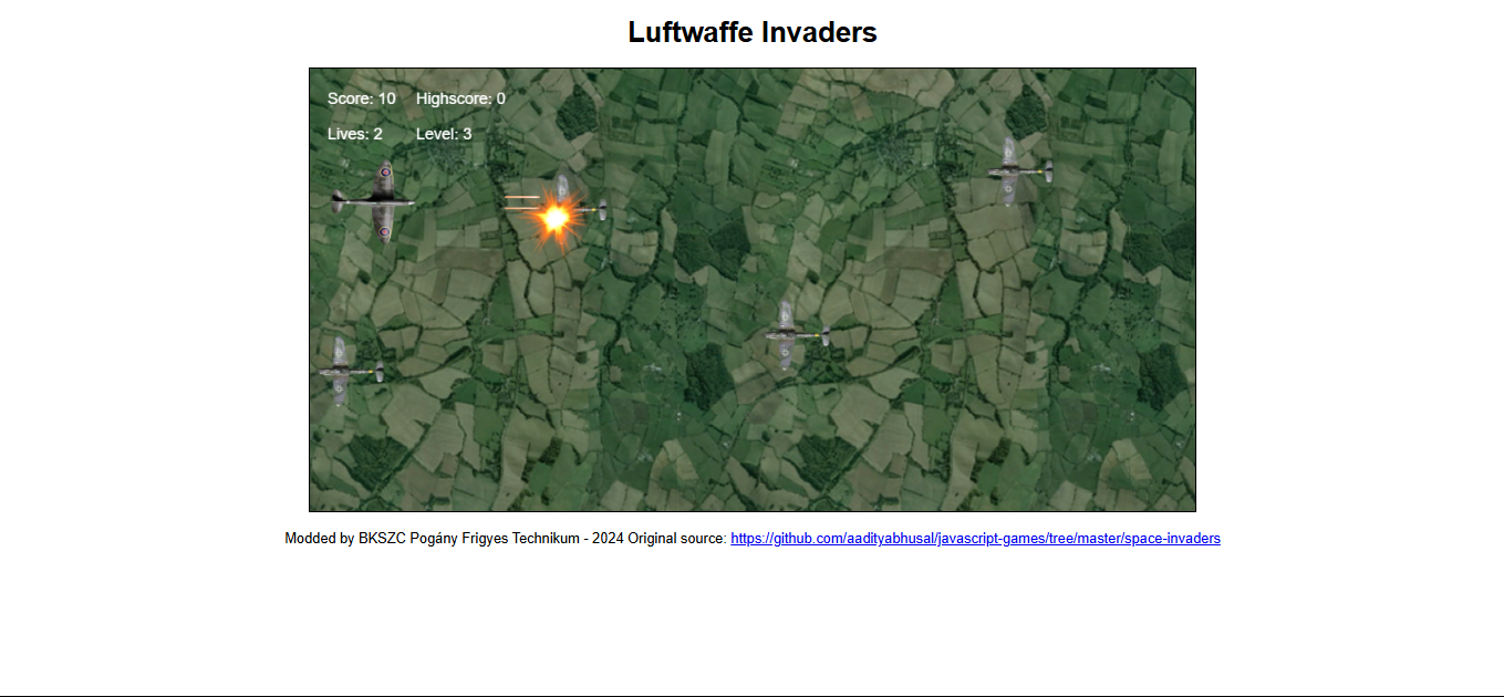 JavaScript felülnézetes repülős lövölde V2
