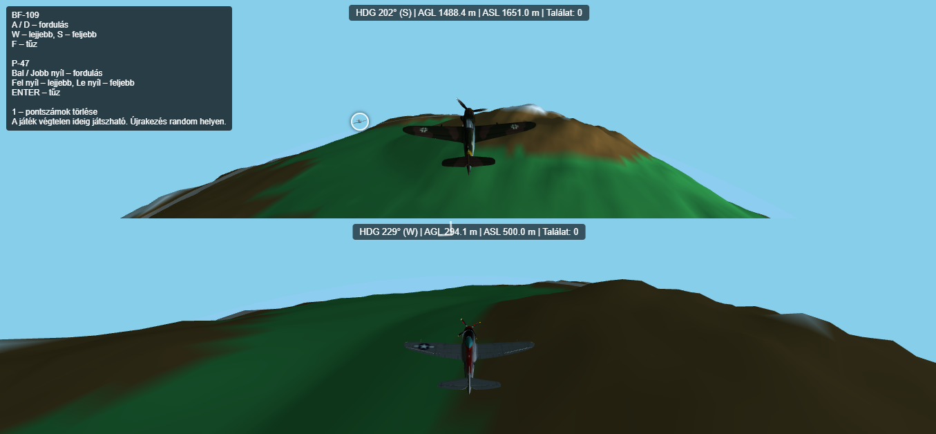 3D légiharc osztott képernyőn